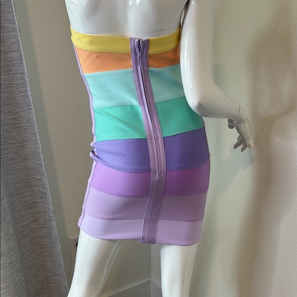 Susana Monaco Strapless Yellow Orange Bodycon Dress size S - Picture 3 of 11